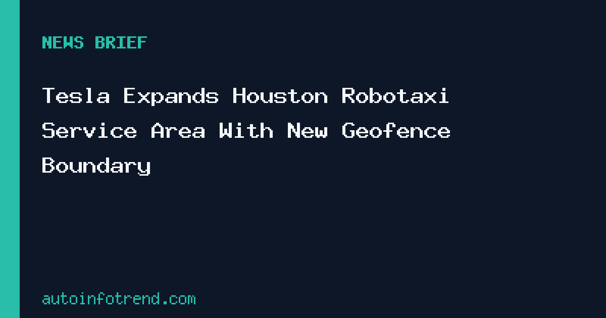 Map of Houston showing the expanded blue geofence boundary for Tesla's Robotaxi service covering northwestern and central areas of the city